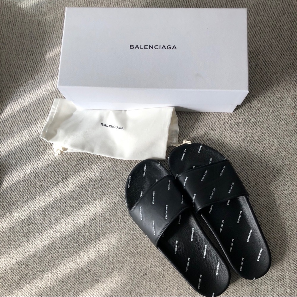 Balenciaga Pool Logo Slides Sandals *NEW*